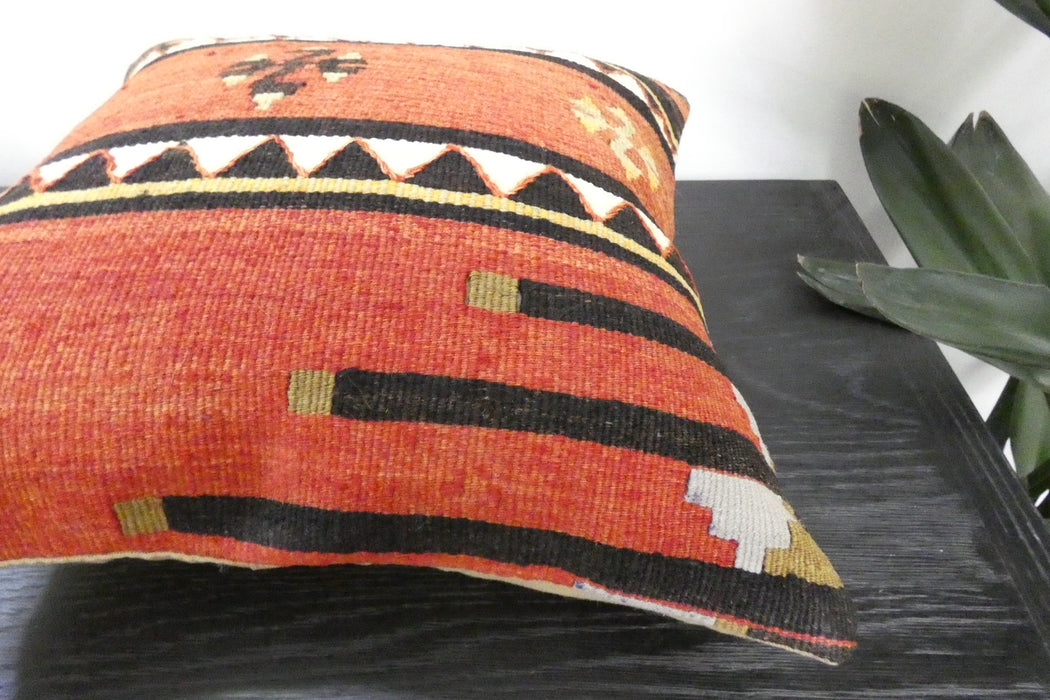 Handmade Turkish Kilim Cushion Cover 40 x 40cm with Insert | Original Anatolian Kilim | Organic Cotton Backing | TK26-C947- Rugs Direct 