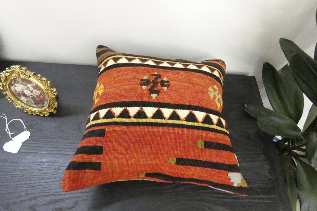 Handmade Turkish Kilim Cushion Cover 40 x 40cm with Insert | Original Anatolian Kilim | Organic Cotton Backing | TK26-C947- Rugs Direct 
