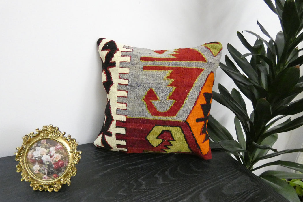 Handmade Turkish Kilim Cushion Cover 40 x 40cm with Insert | Original Anatolian Kilim | Organic Cotton Backing | TK26-C903- Rugs Direct 