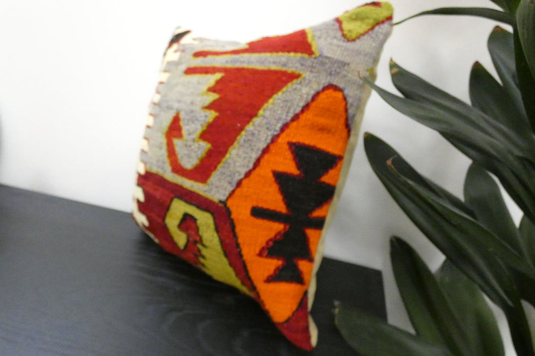 Handmade Turkish Kilim Cushion Cover 40 x 40cm with Insert | Original Anatolian Kilim | Organic Cotton Backing | TK26-C903- Rugs Direct 
