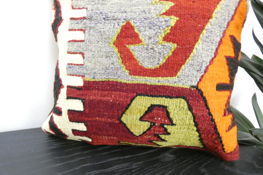 Handmade Turkish Kilim Cushion Cover 40 x 40cm with Insert | Original Anatolian Kilim | Organic Cotton Backing | TK26-C903- Rugs Direct 