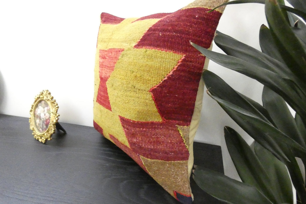 Handmade Turkish Kilim Cushion Cover 40 x 40cm with Insert | Original Anatolian Kilim | Organic Cotton Backing | TK26-C904- Rugs Direct 