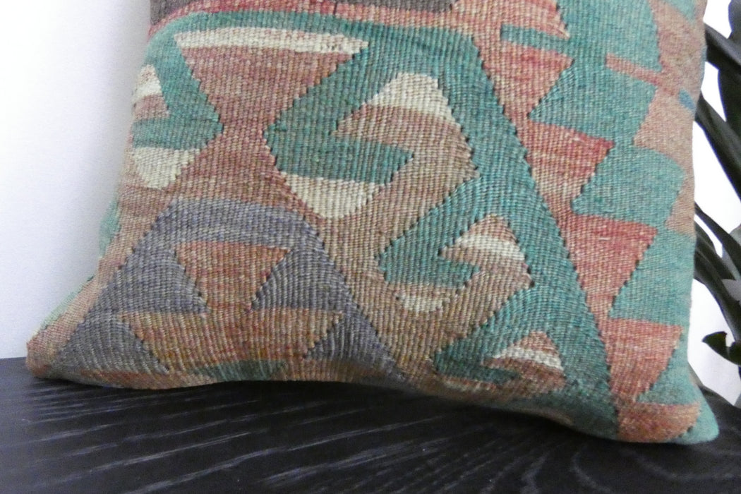 Handmade Turkish Kilim Cushion Cover 40 x 40cm with Insert | Original Anatolian Kilim | Organic Cotton Backing | TK26-C908- Rugs Direct 