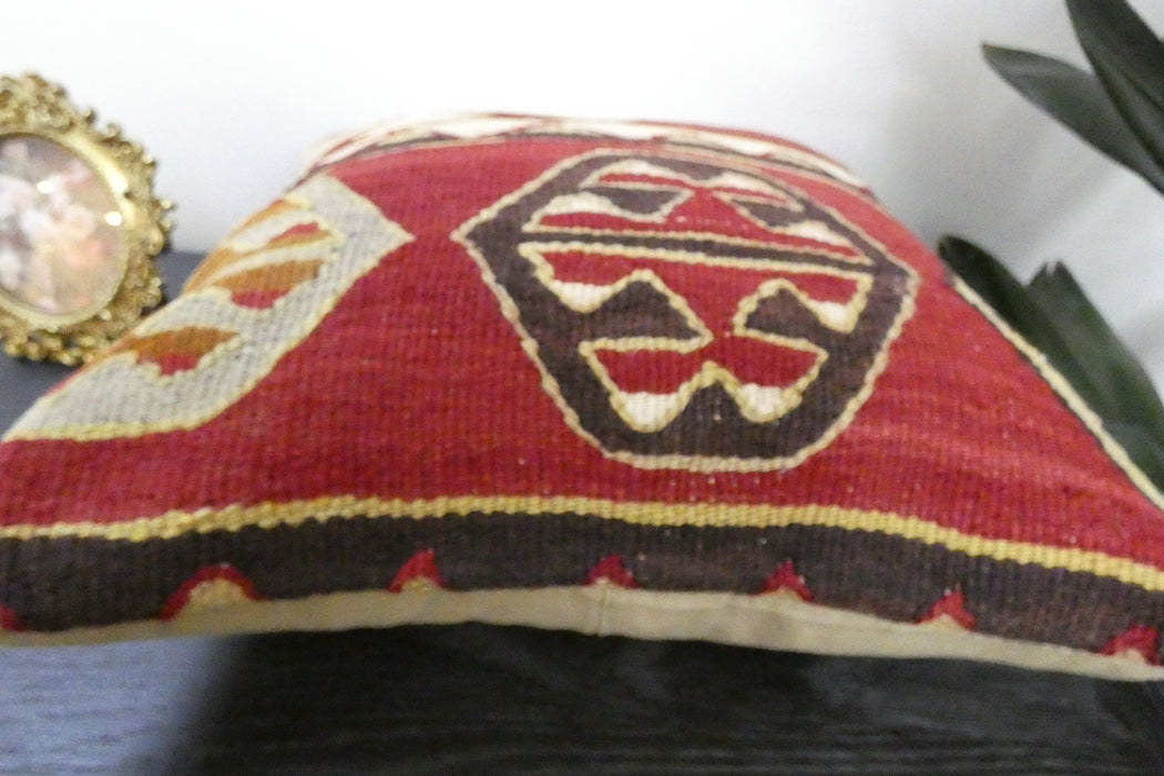Handmade Turkish Kilim Cushion Cover 40 x 40cm with Insert | Original Anatolian Kilim | Organic Cotton Backing | TK26-C909- Rugs Direct