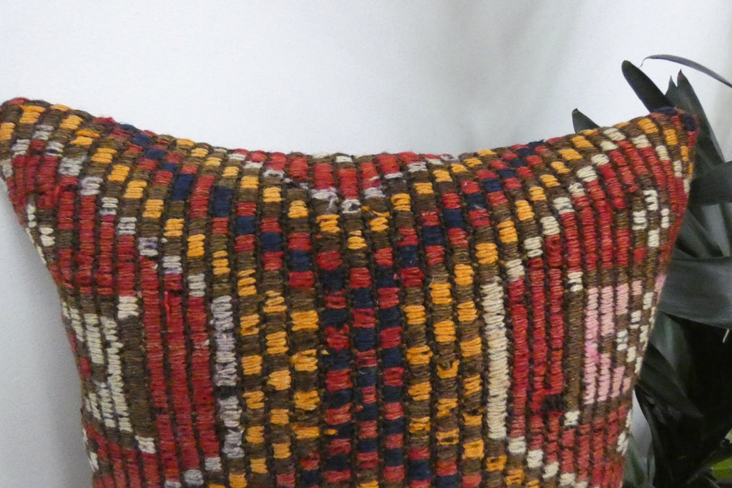 Handmade Turkish Kilim Cushion Cover 40 x 40cm with Insert | Original Anatolian Kilim | Organic Cotton Backing | TK26-C901- Rugs Direct 