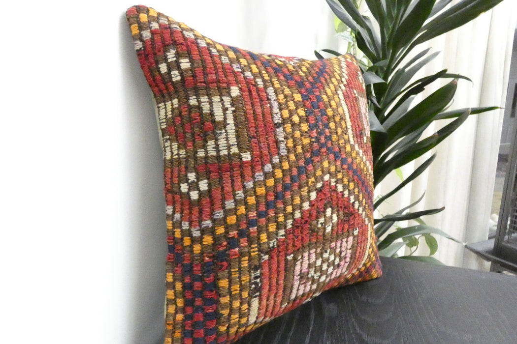 Handmade Turkish Kilim Cushion Cover 40 x 40cm with Insert | Original Anatolian Kilim | Organic Cotton Backing | TK26-C901- Rugs Direct 