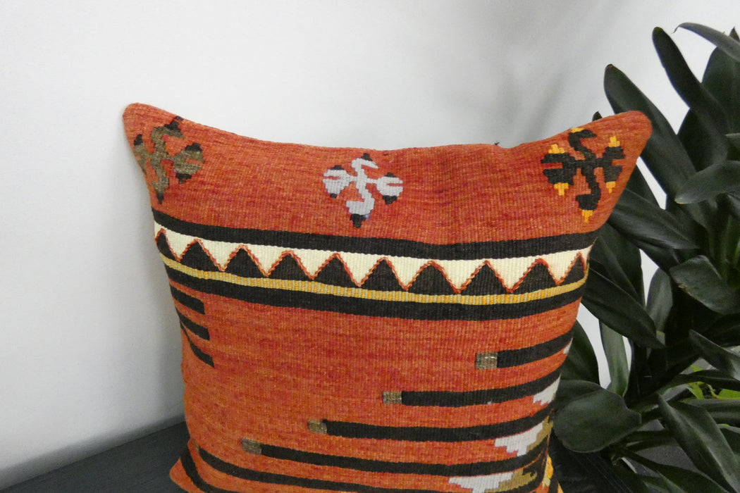 Handmade Turkish Kilim Cushion Cover 40 x 40cm with Insert | Original Anatolian Kilim | Organic Cotton Backing | TK26-C928- Rugs Direct 