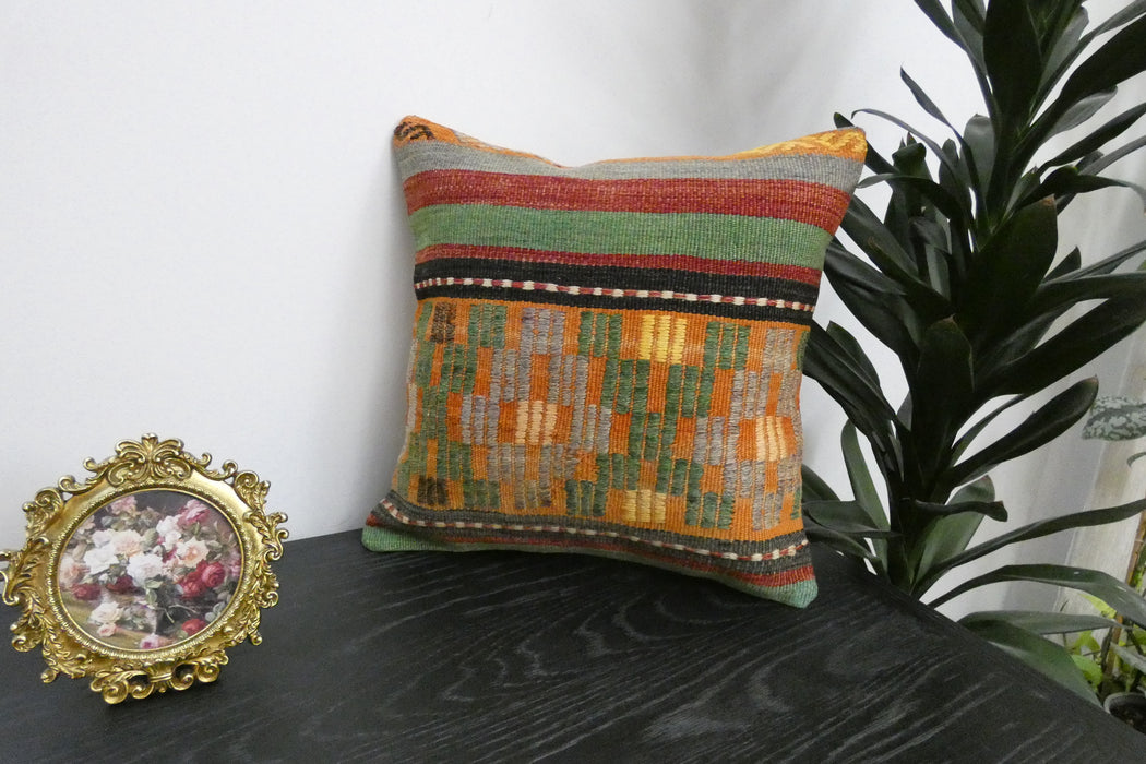 Handmade Turkish Kilim Cushion Cover 40 x 40cm with Insert | Original Anatolian Kilim | Organic Cotton Backing | TK26-C925- Rugs Direct 