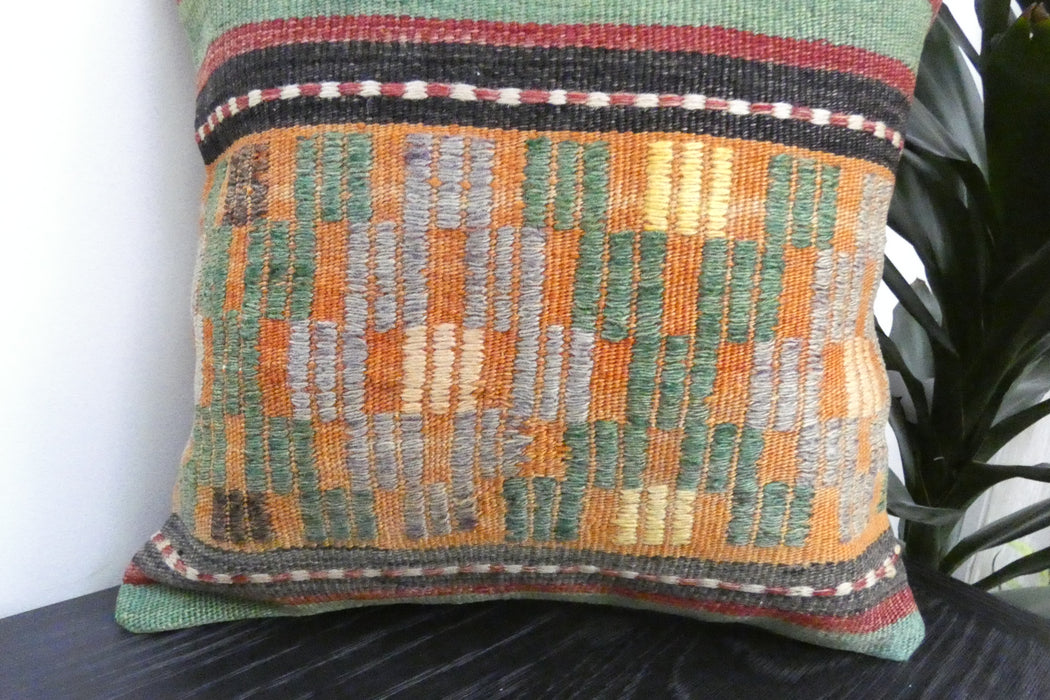 Handmade Turkish Kilim Cushion Cover 40 x 40cm with Insert | Original Anatolian Kilim | Organic Cotton Backing | TK26-C925- Rugs Direct 