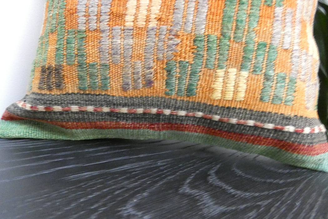 Handmade Turkish Kilim Cushion Cover 40 x 40cm with Insert | Original Anatolian Kilim | Organic Cotton Backing | TK26-C925- Rugs Direct 