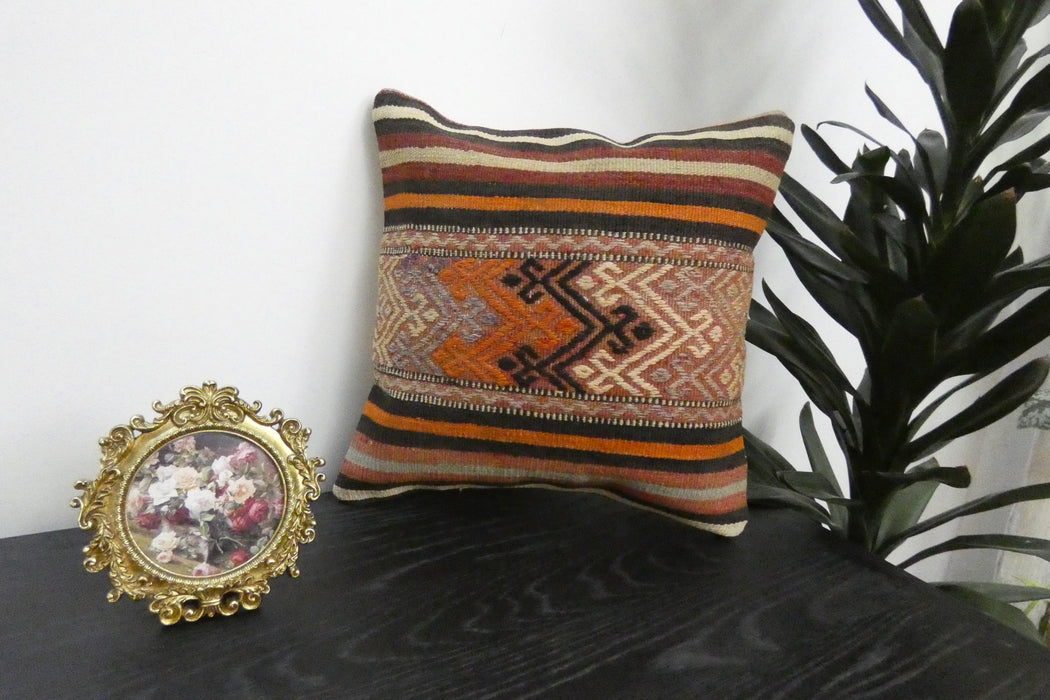 Handmade Turkish Kilim Cushion Cover 40 x 40cm with Insert | Original Anatolian Kilim | Organic Cotton Backing | TK26-C907- Rugs Direct 