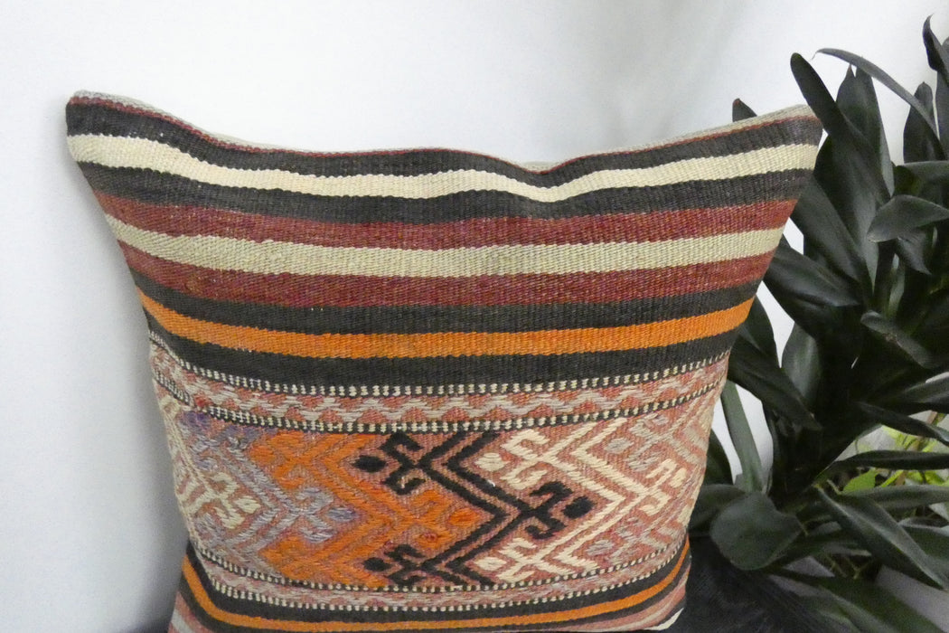 Handmade Turkish Kilim Cushion Cover 40 x 40cm with Insert | Original Anatolian Kilim | Organic Cotton Backing | TK26-C907- Rugs Direct 