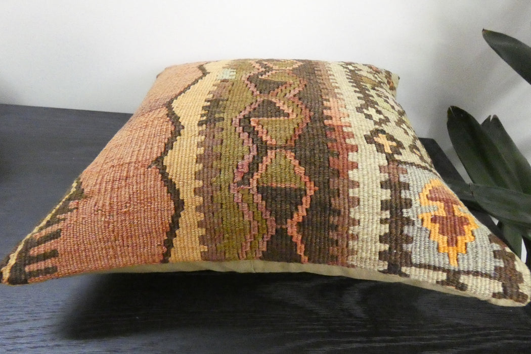 Handmade Turkish Kilim Cushion Cover 40 x 40cm with Insert | Original Anatolian Kilim | Organic Cotton Backing | TK26-C927
