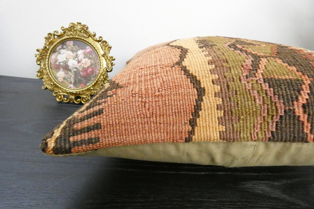 Handmade Turkish Kilim Cushion Cover 40 x 40cm with Insert | Original Anatolian Kilim | Organic Cotton Backing | TK26-C927- Rugs Direct 