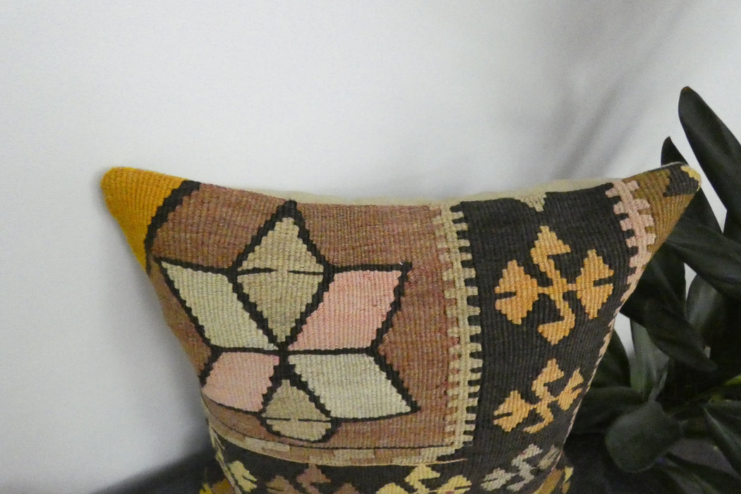 Handmade Turkish Kilim Cushion Cover 40 x 40cm with Insert | Original Anatolian Kilim | Organic Cotton Backing | TK26-C905- Rugs Direct 