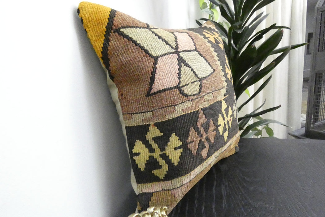 Handmade Turkish Kilim Cushion Cover 40 x 40cm with Insert | Original Anatolian Kilim | Organic Cotton Backing | TK26-C905- Rugs Direct 