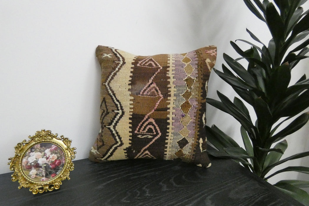 Handmade Turkish Kilim Cushion Cover 40 x 40cm with Insert | Original Anatolian Kilim | Organic Cotton Backing | TK26-C906- Rugs Direct 