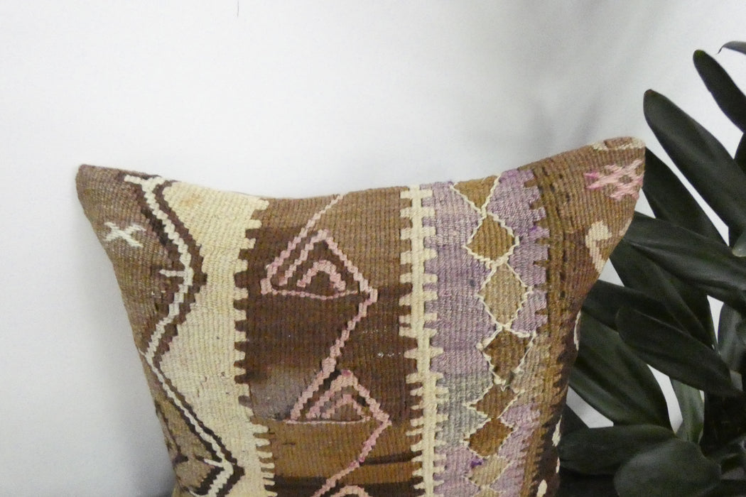 Handmade Turkish Kilim Cushion Cover 40 x 40cm with Insert | Original Anatolian Kilim | Organic Cotton Backing | TK26-C906- Rugs Direct 