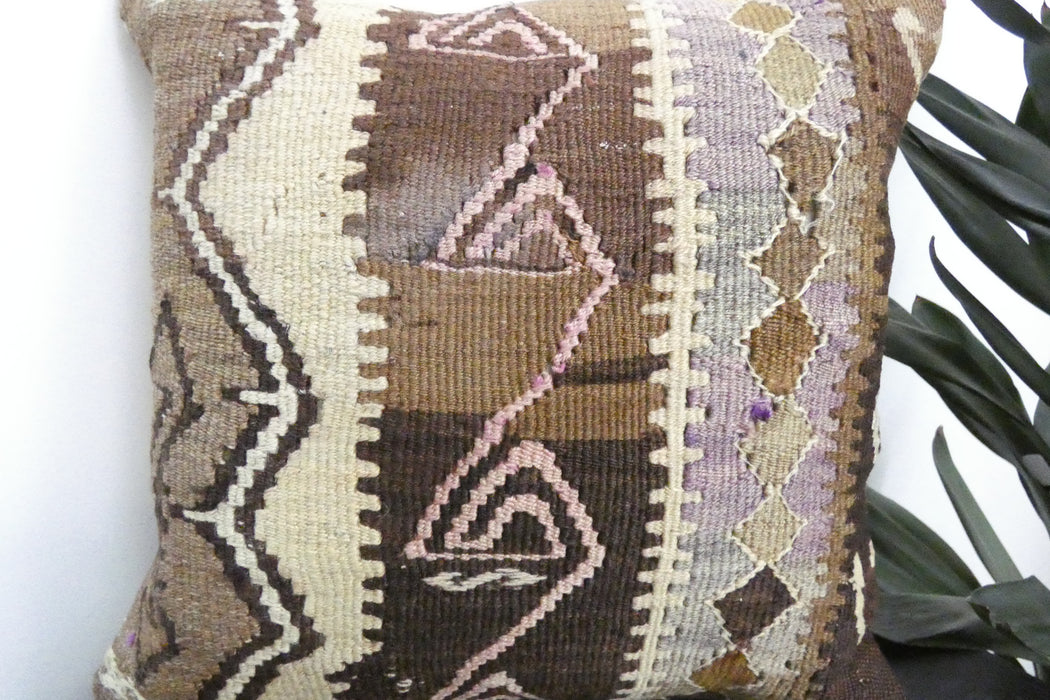 Handmade Turkish Kilim Cushion Cover 40 x 40cm with Insert | Original Anatolian Kilim | Organic Cotton Backing | TK26-C906- Rugs Direct 
