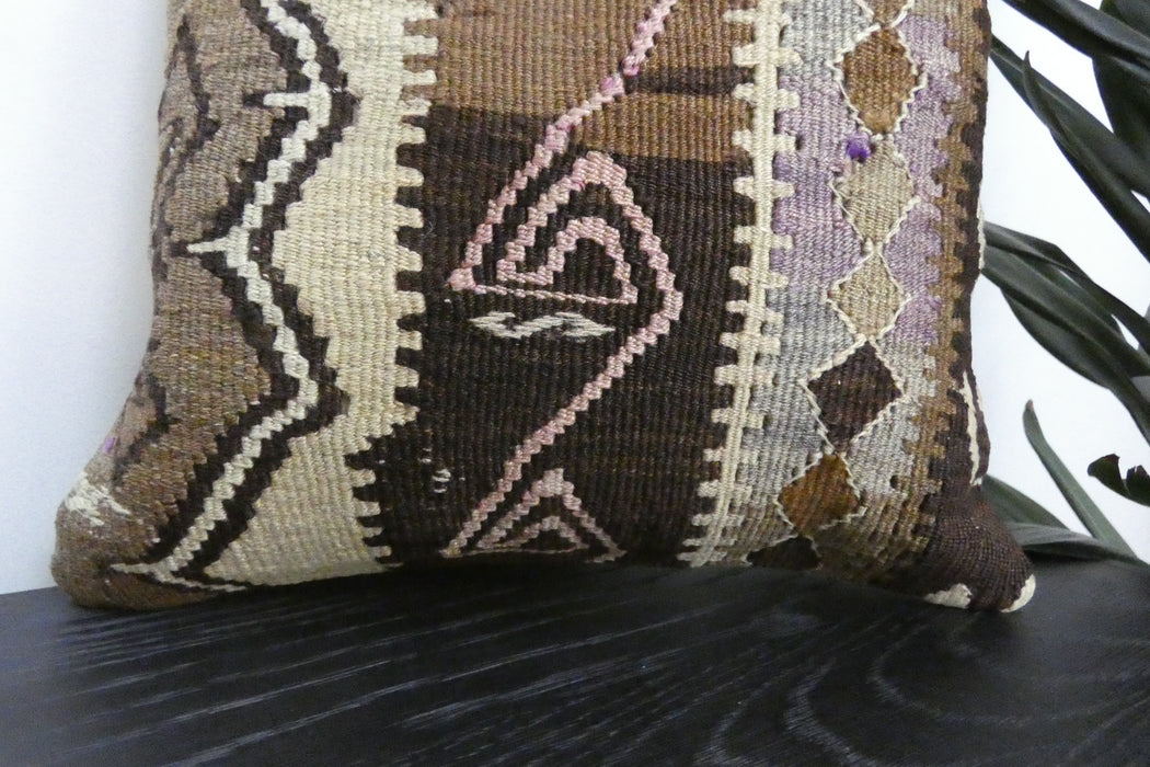 Handmade Turkish Kilim Cushion Cover 40 x 40cm with Insert | Original Anatolian Kilim | Organic Cotton Backing | TK26-C906- Rugs Direct 