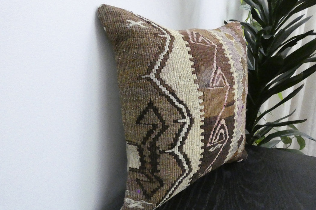 Handmade Turkish Kilim Cushion Cover 40 x 40cm with Insert | Original Anatolian Kilim | Organic Cotton Backing | TK26-C906