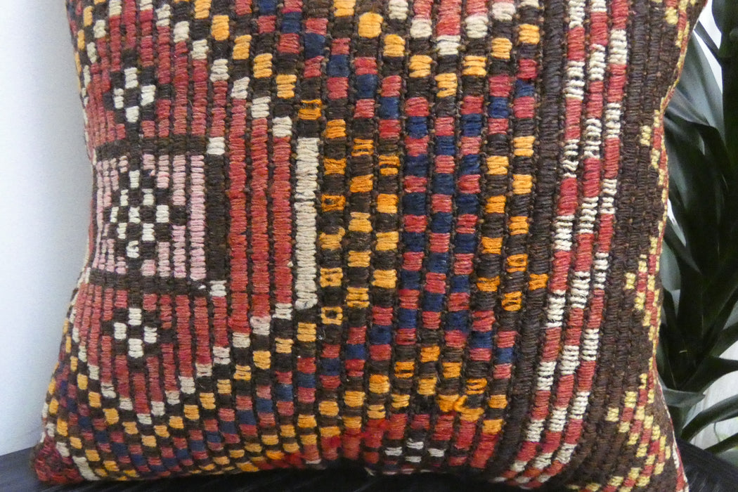 Handmade Turkish Kilim Cushion Cover 40 x 40cm with Insert | Original Anatolian Kilim | Organic Cotton Backing | TK26-C924- Rugs Direct