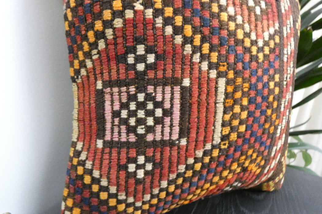Handmade Turkish Kilim Cushion Cover 40 x 40cm with Insert | Original Anatolian Kilim | Organic Cotton Backing | TK26-C924- Rugs Direct