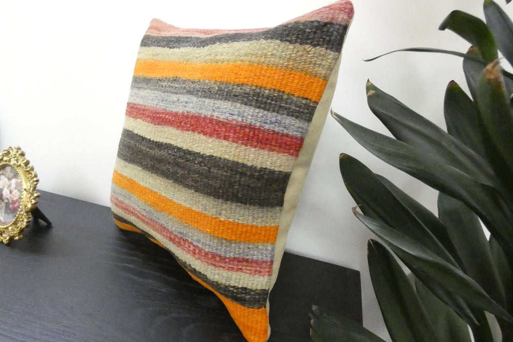 Handmade Turkish Kilim Cushion Cover 40 x 40cm with Insert | Original Anatolian Kilim | Organic Cotton Backing | TK26-C926- Rugs Direct 
