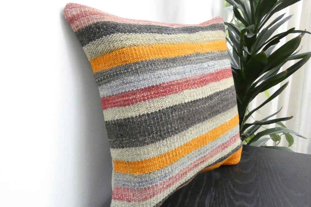 Handmade Turkish Kilim Cushion Cover 40 x 40cm with Insert | Original Anatolian Kilim | Organic Cotton Backing | TK26-C926- Rugs Direct 