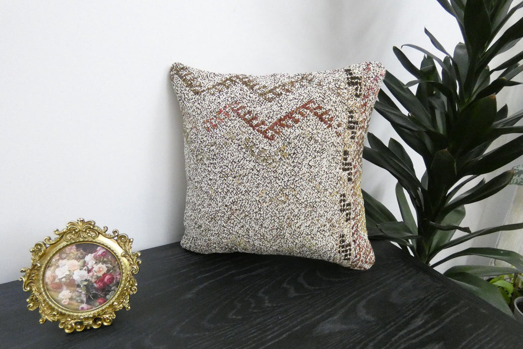 Handmade Turkish Kilim Cushion Cover 40 x 40cm with Insert | Original Anatolian Kilim | Organic Cotton Backing | TK26-C923- Rugs Direct 