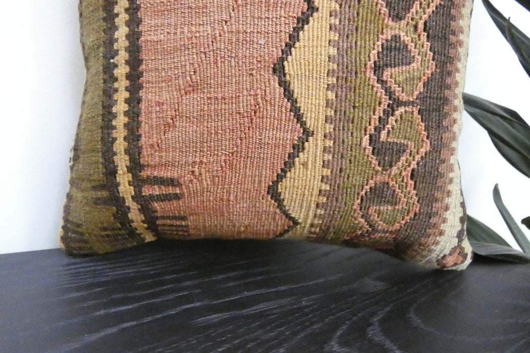 Handmade Turkish Kilim Cushion Cover 40 x 40cm with Insert | Original Anatolian Kilim | Organic Cotton Backing | TK26-C921- Rugs direct 