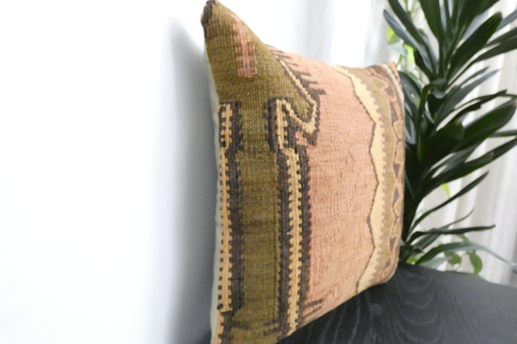 Handmade Turkish Kilim Cushion Cover 40 x 40cm with Insert | Original Anatolian Kilim | Organic Cotton Backing | TK26-C921- Rugs direct 