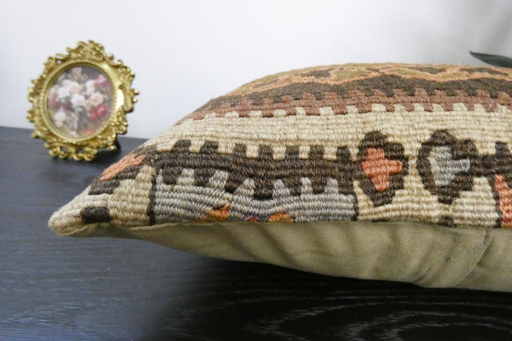 Handmade Turkish Kilim Cushion Cover 40 x 40cm with Insert | Original Anatolian Kilim | Organic Cotton Backing | TK26-C921- Rugs direct 