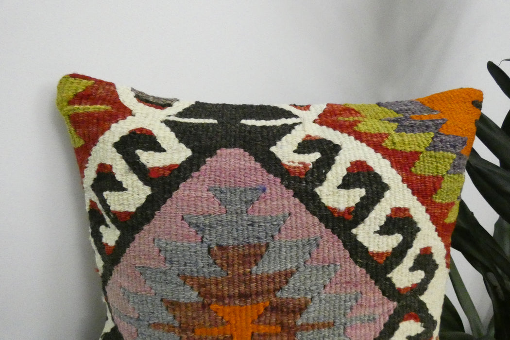 Handmade Turkish Kilim Cushion Cover 40 x 40cm with Insert | Original Anatolian Kilim | Organic Cotton Backing | TK26-C922- Rugs Direct 