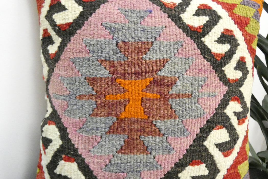 Handmade Turkish Kilim Cushion Cover 40 x 40cm with Insert | Original Anatolian Kilim | Organic Cotton Backing | TK26-C922- Rugs Direct 