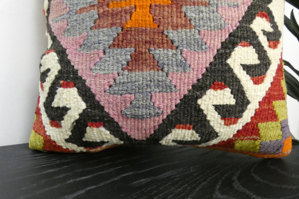 Handmade Turkish Kilim Cushion Cover 40 x 40cm with Insert | Original Anatolian Kilim | Organic Cotton Backing | TK26-C922- Rugs Direct 
