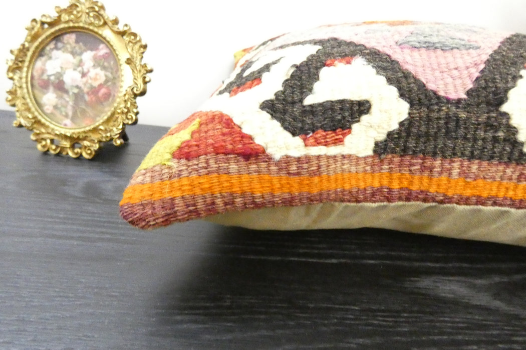 Handmade Turkish Kilim Cushion Cover 40 x 40cm with Insert | Original Anatolian Kilim | Organic Cotton Backing | TK26-C922- Rugs Direct 
