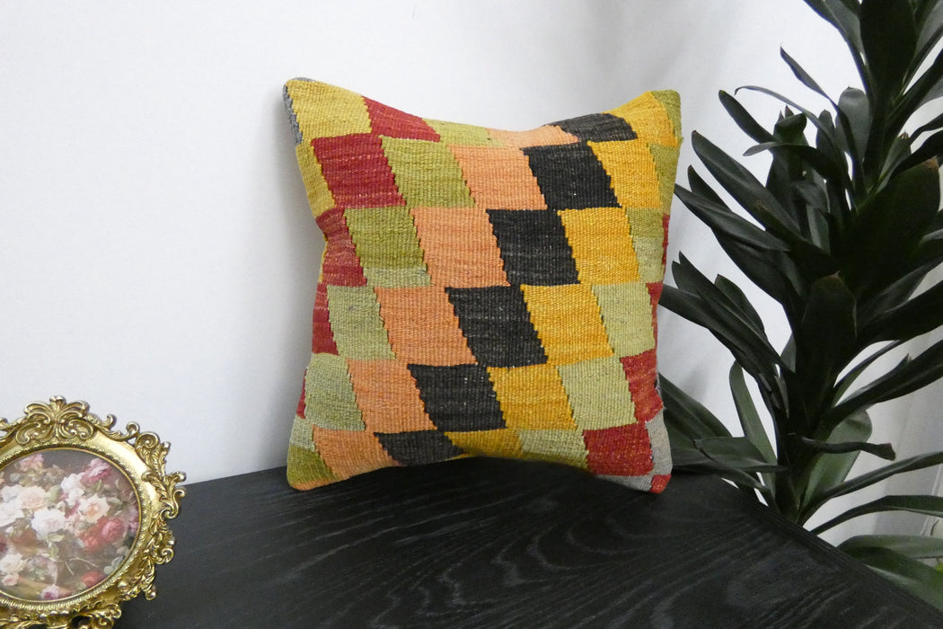 Handmade Turkish Kilim Cushion Cover 40 x 40cm with Insert | Original Anatolian Kilim | Organic Cotton Backing | TK26-C919- Rugs Direct 
