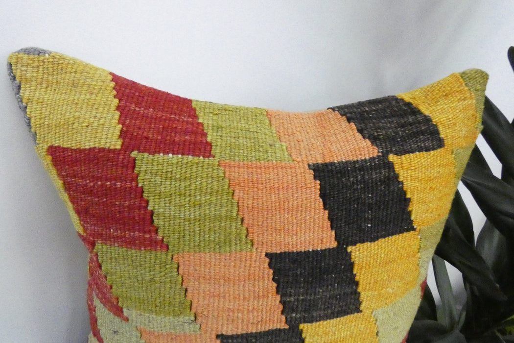Handmade Turkish Kilim Cushion Cover 40 x 40cm with Insert | Original Anatolian Kilim | Organic Cotton Backing | TK26-C919- Rugs Direct 