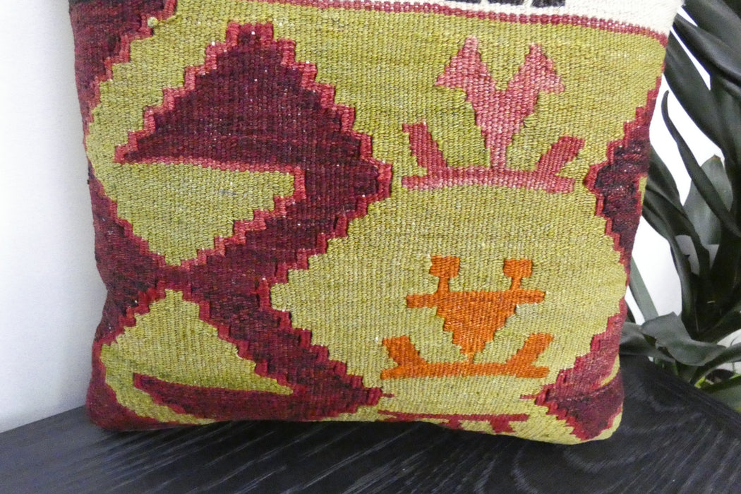Handmade Turkish Kilim Cushion Cover 40 x 40cm with Insert | Original Anatolian Kilim | Organic Cotton Backing | TK26-C913- Rugs Direct 