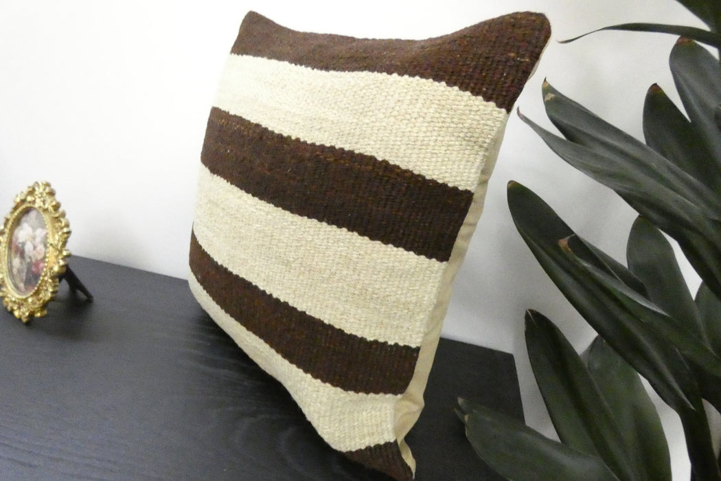 Handmade Turkish Kilim Cushion Cover 40 x 40cm with Insert | Original Anatolian Kilim | Organic Cotton Backing | TK26-C9140- Rugs Direct 