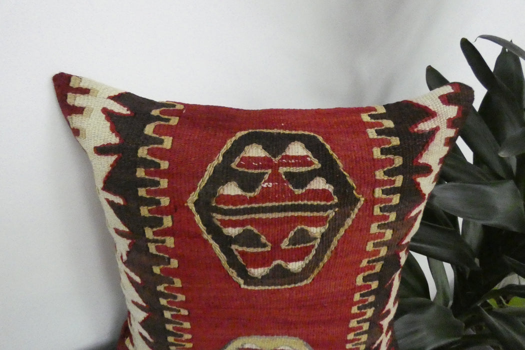 Handmade Turkish Kilim Cushion Cover 40 x 40cm with Insert | Original Anatolian Kilim | Organic Cotton Backing | TK26-C910- Rugs Direct 