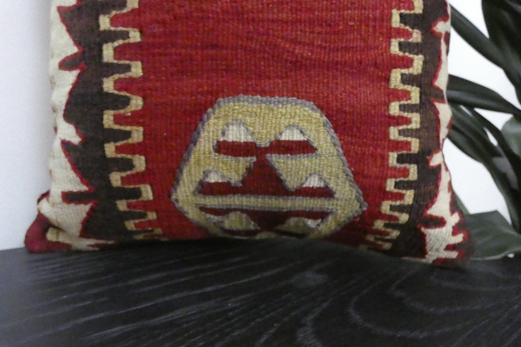 Handmade Turkish Kilim Cushion Cover 40 x 40cm with Insert | Original Anatolian Kilim | Organic Cotton Backing | TK26-C910- Rugs Direct 