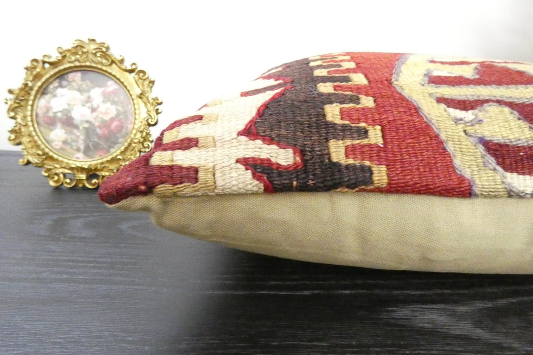 Handmade Turkish Kilim Cushion Cover 40 x 40cm with Insert | Original Anatolian Kilim | Organic Cotton Backing | TK26-C910- Rugs Direct 