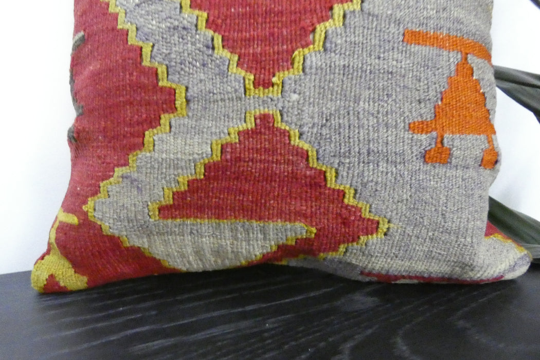 Handmade Turkish Kilim Cushion Cover 40 x 40cm with Insert | Original Anatolian Kilim | Organic Cotton Backing | TK26-C915- Rugs Direct 