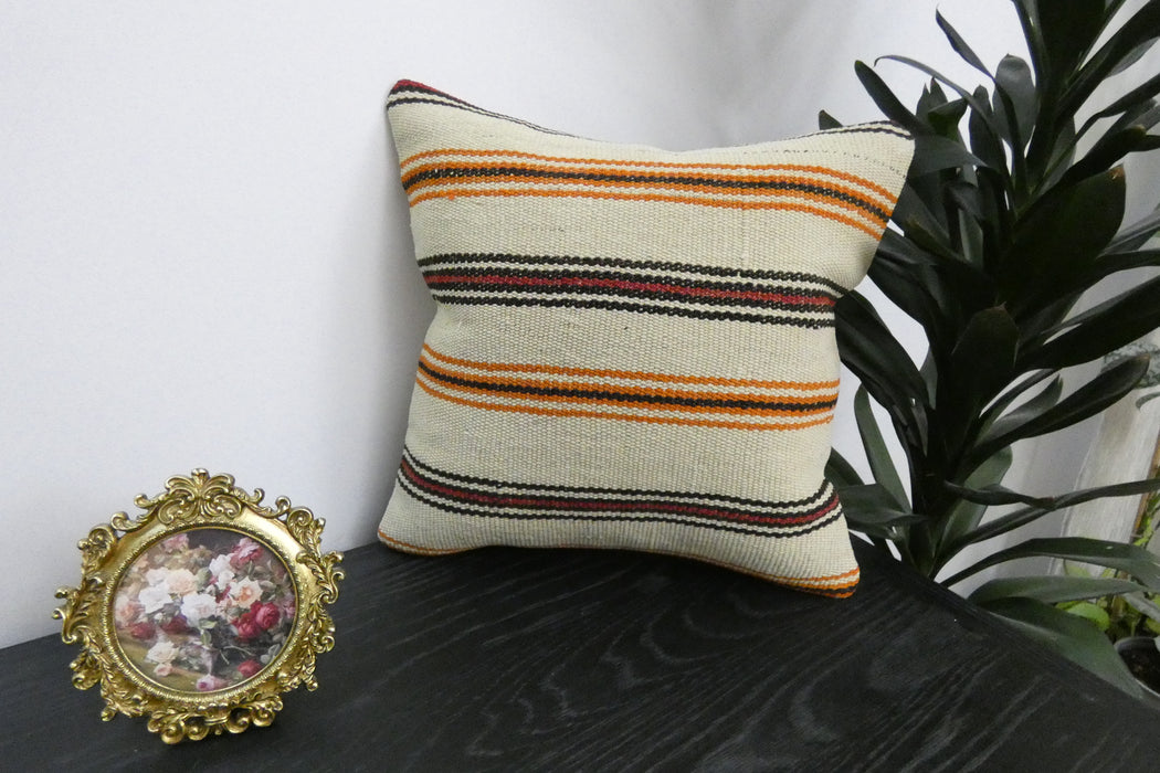 Handmade Turkish Kilim Cushion Cover 40 x 40cm with Insert | Original Anatolian Kilim | Organic Cotton Backing | TK26-C917- Rugs Direct 