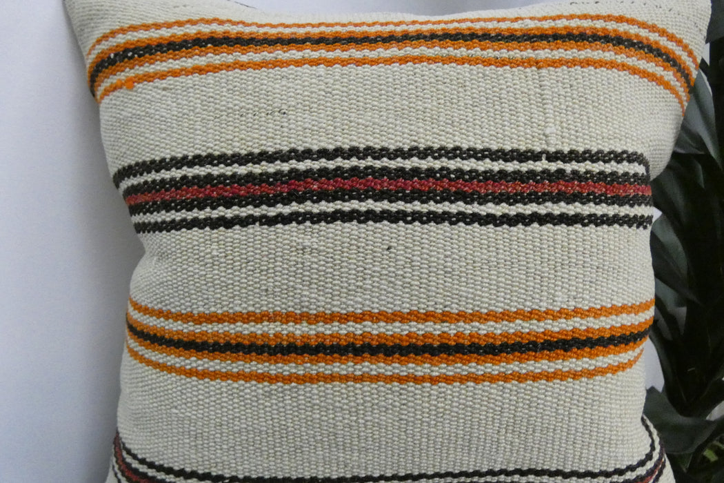Handmade Turkish Kilim Cushion Cover 40 x 40cm with Insert | Original Anatolian Kilim | Organic Cotton Backing | TK26-C917- Rugs Direct 