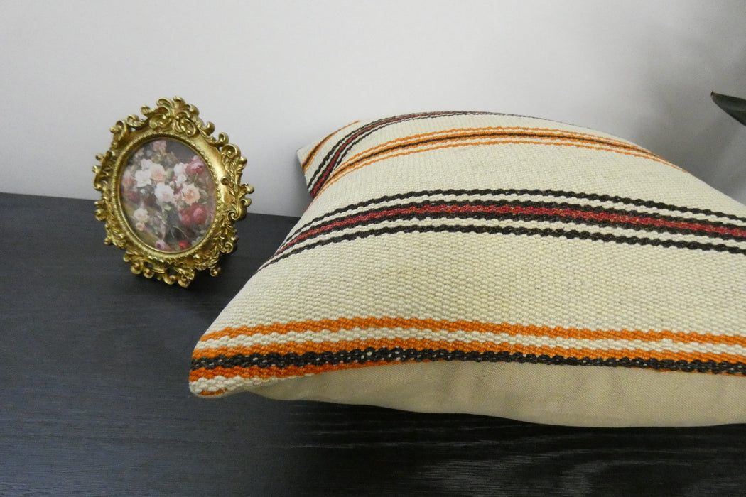 Handmade Turkish Kilim Cushion Cover 40 x 40cm with Insert | Original Anatolian Kilim | Organic Cotton Backing | TK26-C917- Rugs Direct 