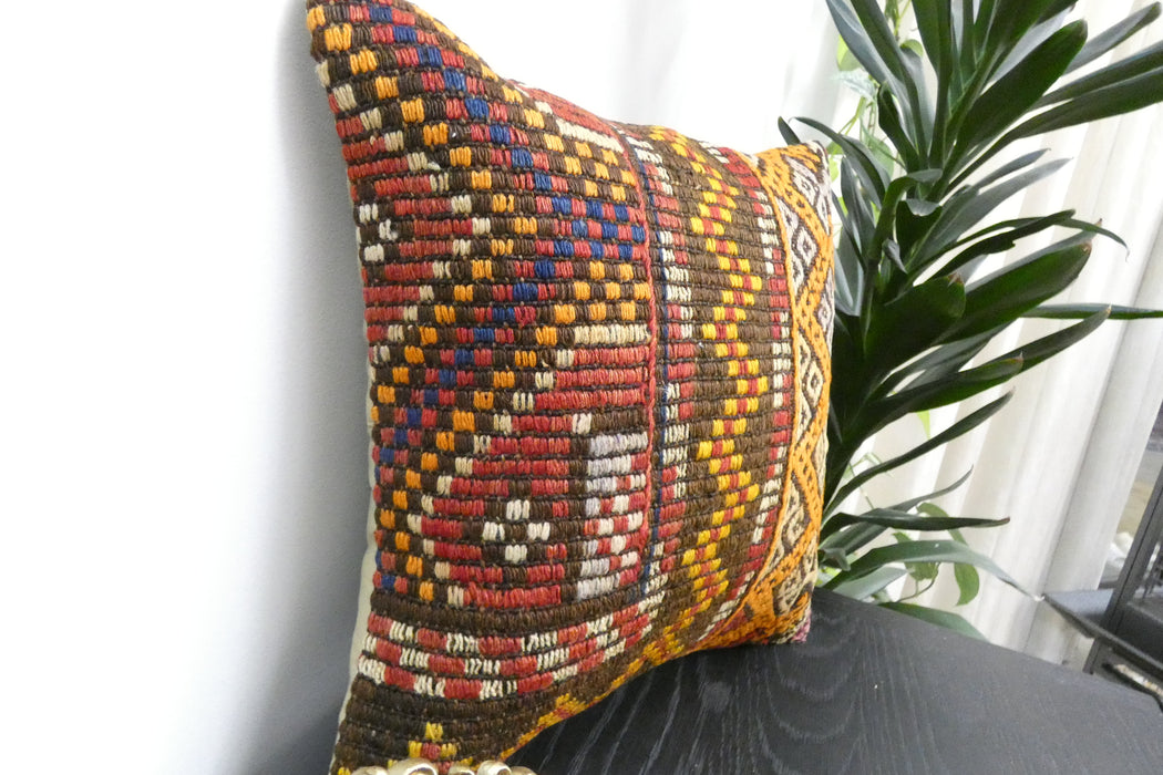 Handmade Turkish Kilim Cushion Cover 40 x 40cm with Insert | Original Anatolian Kilim | Organic Cotton Backing | TK26-C911- Rugs Direct 