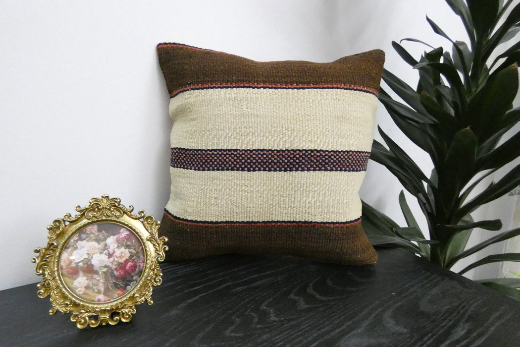 Handmade Turkish Kilim Cushion Cover 40 x 40cm with Insert | Original Anatolian Kilim | Organic Cotton Backing | TK26-C914- Rugs Direct 